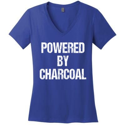 Powered By Charcoal Bbq Grill Barbecue Gift Women's V-Neck T-Shirt