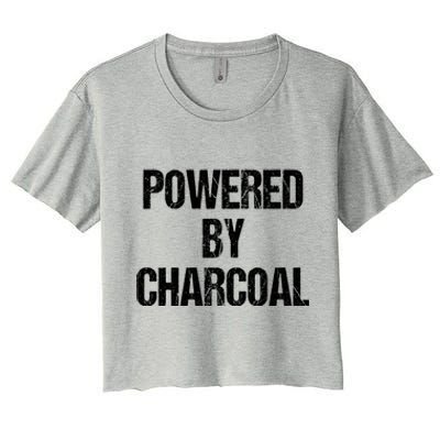 Powered By Charcoal Bbq Grill Barbecue Gift Women's Crop Top Tee