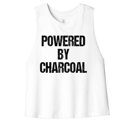 Powered By Charcoal Bbq Grill Barbecue Gift Women's Racerback Cropped Tank