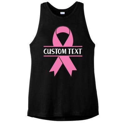 Personalize Breast Cancer Awareness Custom Text Ladies PosiCharge Tri-Blend Wicking Tank