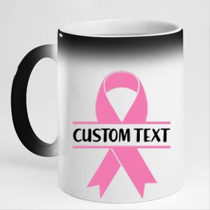 Personalize Breast Cancer Awareness Custom Text 11oz Black Color Changing Mug