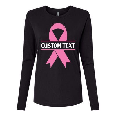 Personalize Breast Cancer Awareness Custom Text Womens Cotton Relaxed Long Sleeve T-Shirt