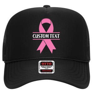 Personalize Breast Cancer Awareness Custom Text High Crown Mesh Back Trucker Hat