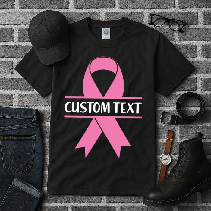 Personalize Breast Cancer Awareness Custom Text Tall T-Shirt