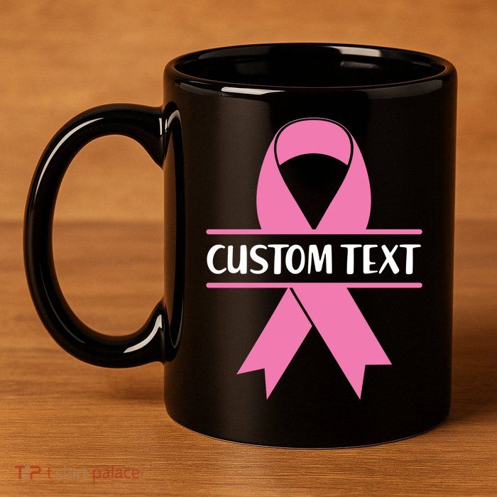 Personalize Breast Cancer Awareness Custom Text 11oz C Handle Ceramic Mug