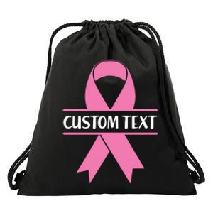 Personalize Breast Cancer Awareness Custom Text Drawstring Bag