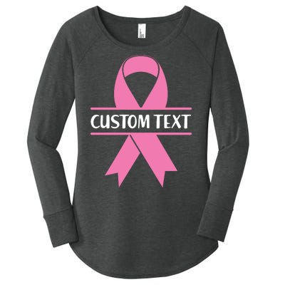 Personalize Breast Cancer Awareness Custom Text Women's Perfect Tri Tunic Long Sleeve Shirt