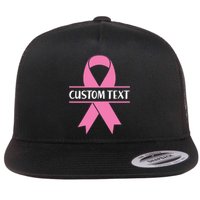 Personalize Breast Cancer Awareness Custom Text Flat Bill Trucker Hat