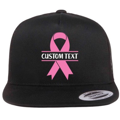 Personalize Breast Cancer Awareness Custom Text Flat Bill Trucker Hat