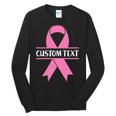 Personalize Breast Cancer Awareness Custom Text Tall Long Sleeve T-Shirt