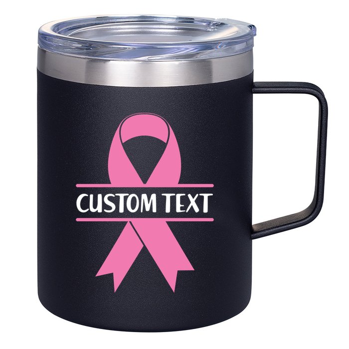 Personalize Breast Cancer Awareness Custom Text 12oz Stainless Steel Coffee Mug
