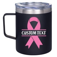 Personalize Breast Cancer Awareness Custom Text 12oz Stainless Steel Coffee Mug