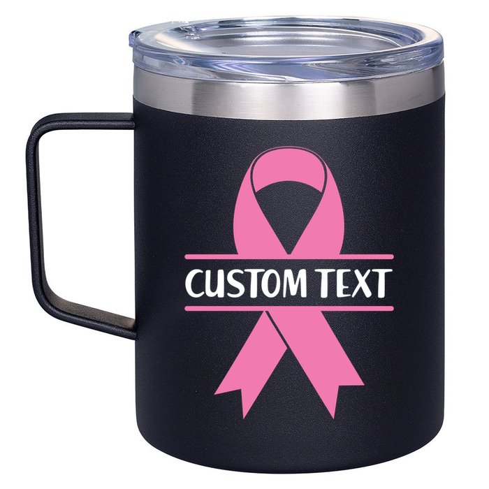 Personalize Breast Cancer Awareness Custom Text 12oz Stainless Steel Coffee Mug