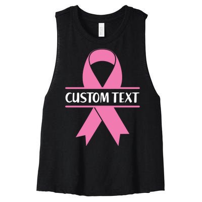 Personalize Breast Cancer Awareness Custom Text Women's Racerback Cropped Tank