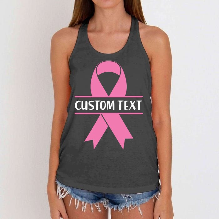 Personalize Breast Cancer Awareness Custom Text Women's Knotted Racerback Tank