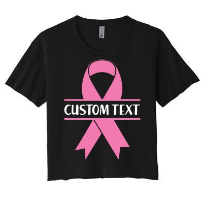 Personalize Breast Cancer Awareness Custom Text Women's Crop Top Tee