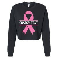 Personalize Breast Cancer Awareness Custom Text Cropped Pullover Crew