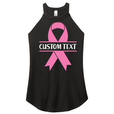 Personalize Breast Cancer Awareness Custom Text Women's Perfect Tri Rocker Tank