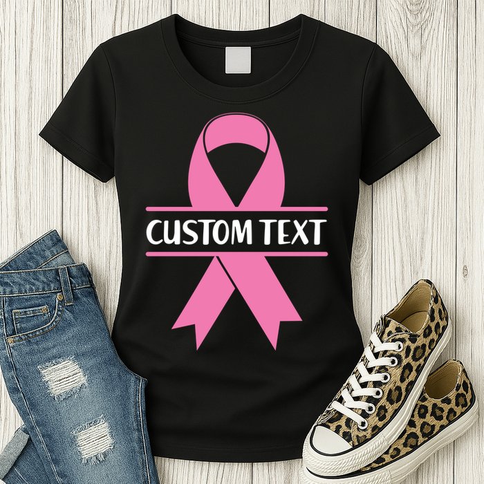 Personalize Breast Cancer Awareness Custom Text Womens T-Shirt