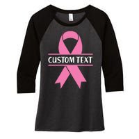 Personalize Breast Cancer Awareness Custom Text Women's Tri-Blend 3/4-Sleeve Raglan Shirt