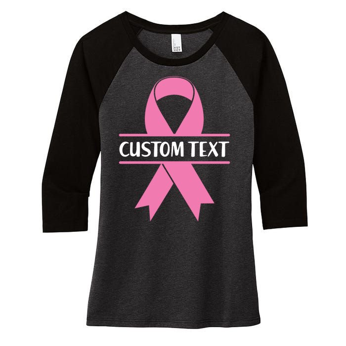 Personalize Breast Cancer Awareness Custom Text Women's Tri-Blend 3/4-Sleeve Raglan Shirt