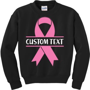 Personalize Breast Cancer Awareness Custom Text Kids Sweatshirt