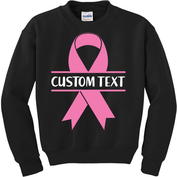 Personalize Breast Cancer Awareness Custom Text Kids Sweatshirt