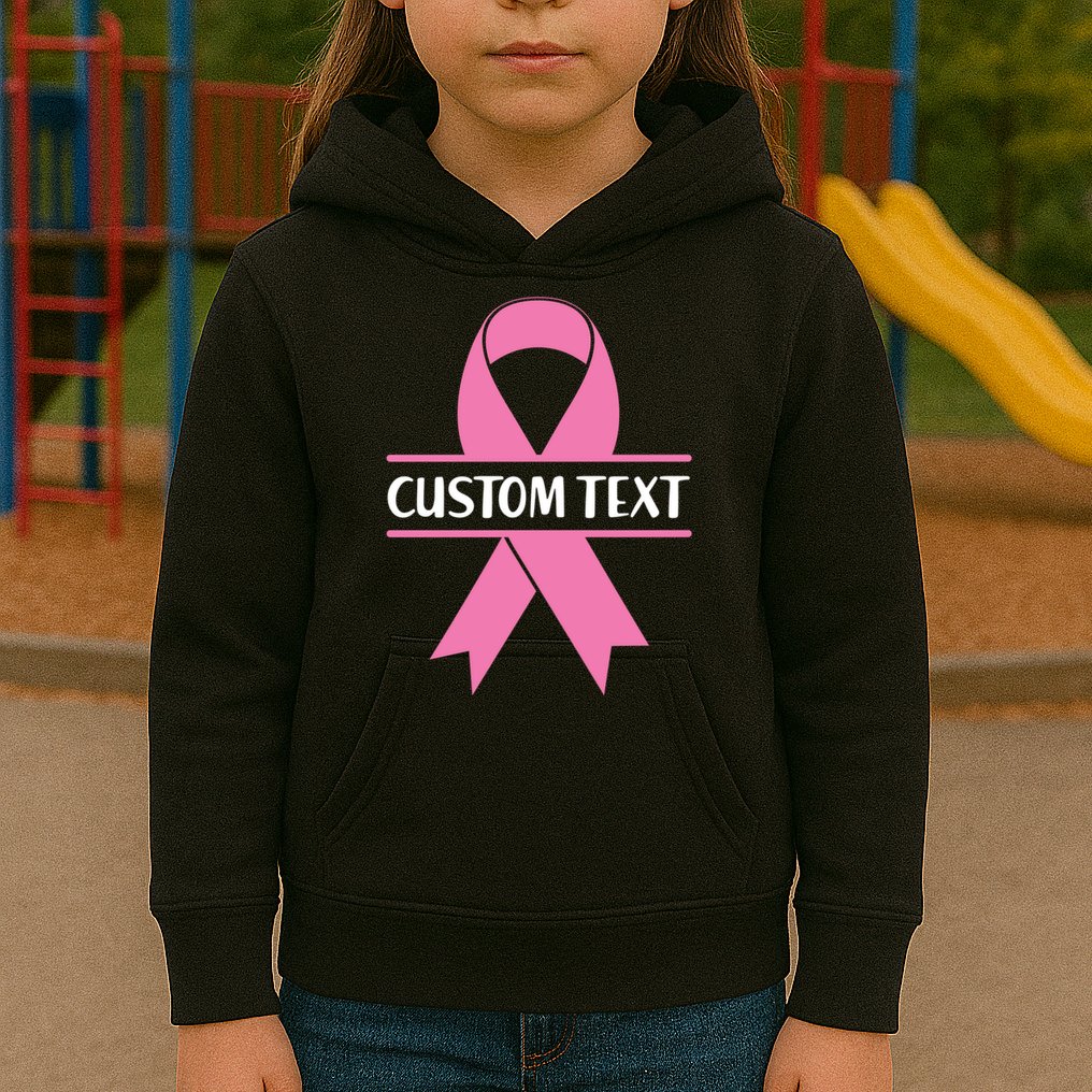 Personalize Breast Cancer Awareness Custom Text Kids Hoodie