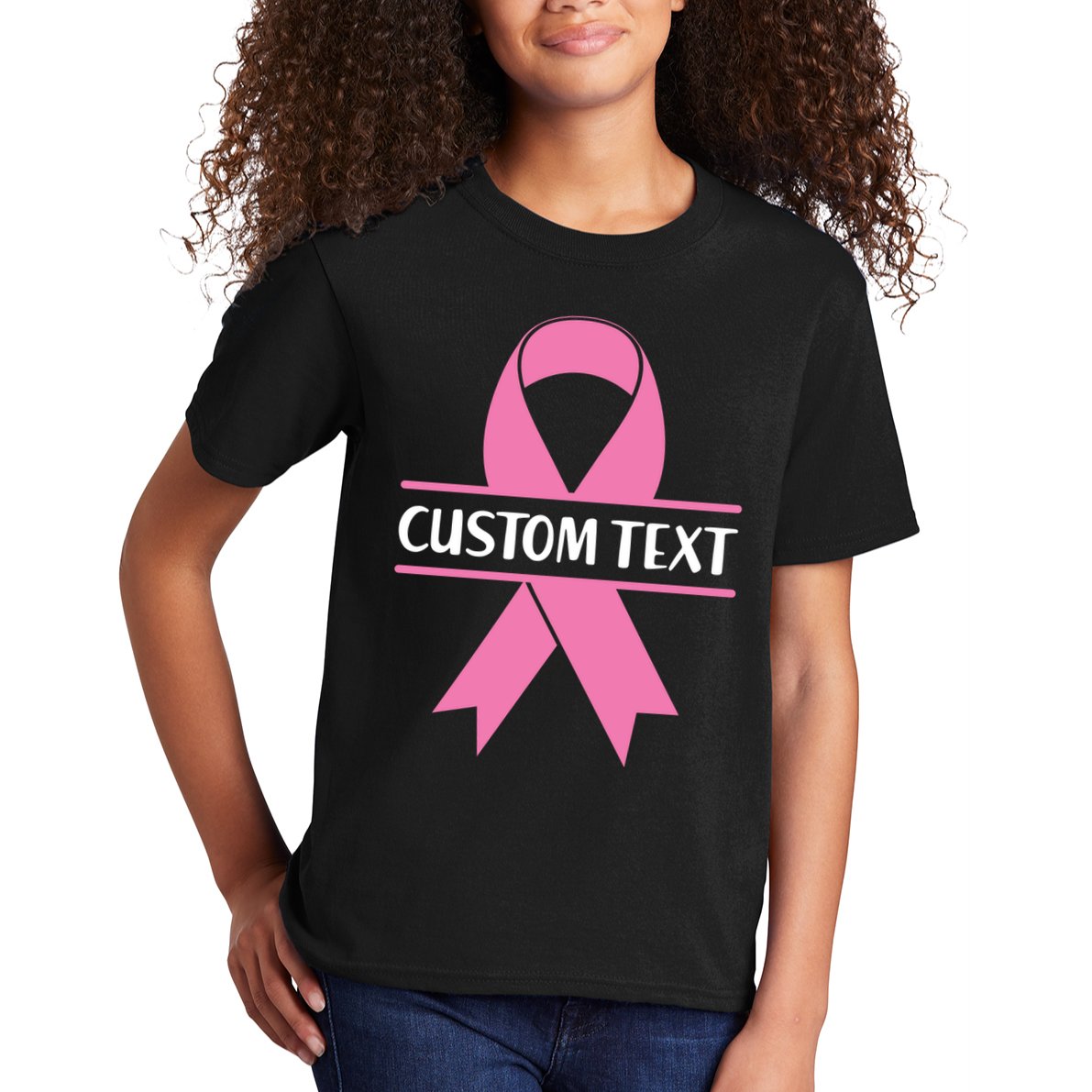 Personalize Breast Cancer Awareness Custom Text Kids T-Shirt
