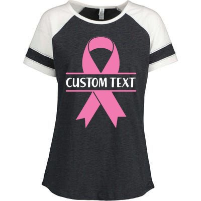 Personalize Breast Cancer Awareness Custom Text Enza Ladies Jersey Colorblock Tee