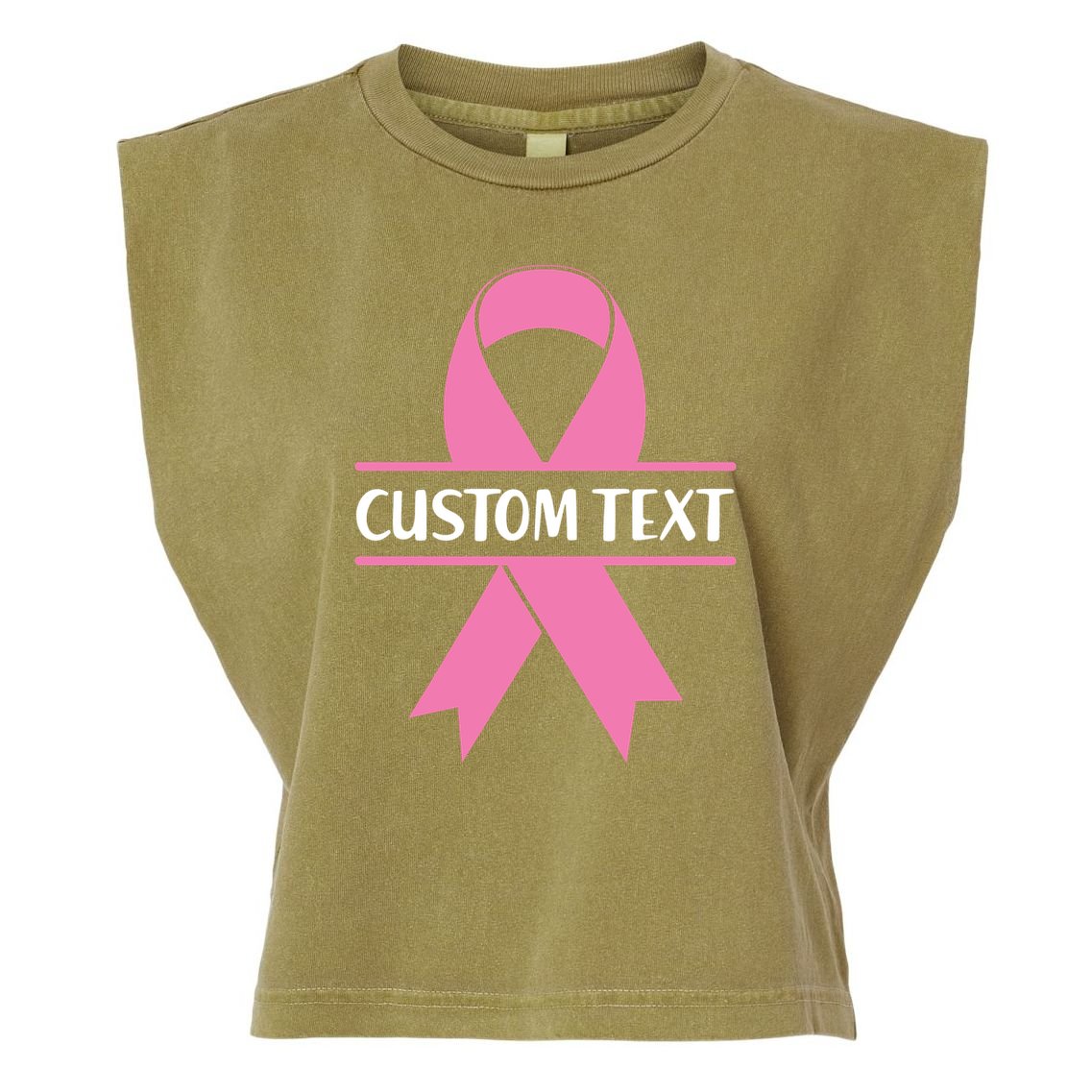 Personalize Breast Cancer Awareness Custom Text Garment-Dyed Women's Muscle Tee