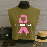 Personalize Breast Cancer Awareness Custom Text Garment-Dyed Women's Muscle Tee
