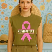 Personalize Breast Cancer Awareness Custom Text Garment-Dyed Women's Muscle Tee