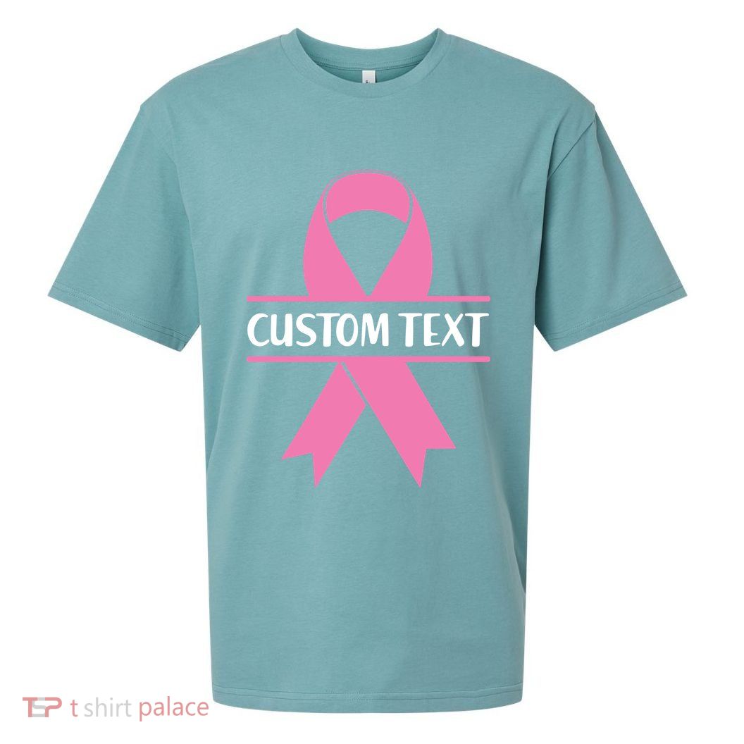 Personalize Breast Cancer Awareness Custom Text Sueded Cloud Jersey T-Shirt