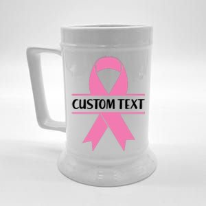 Personalize Breast Cancer Awareness Custom Text Beer Stein