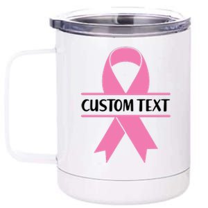 Personalize Breast Cancer Awareness Custom Text 12 oz Stainless Steel Tumbler Cup