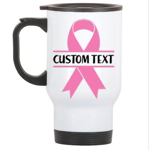 Personalize Breast Cancer Awareness Custom Text Stainless Steel Travel Mug