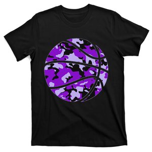 Purple Basketball Camo Purple Camouflage Basketball T-Shirt