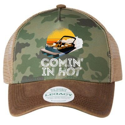 Pontoon Boat Comin In Hot Funny Boating Lake For Dad Legacy Tie Dye Trucker Hat