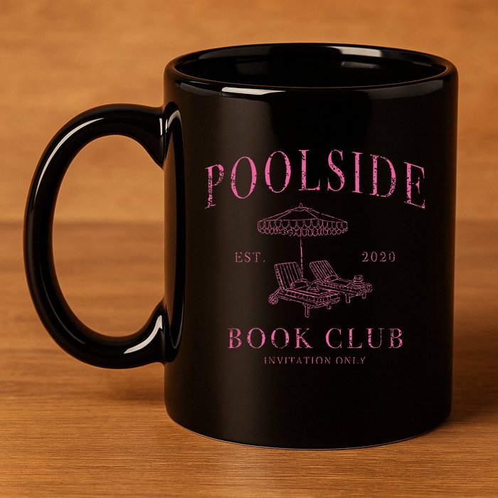Poolside Book Club Relaxing Design 11oz C Handle Ceramic Mug
