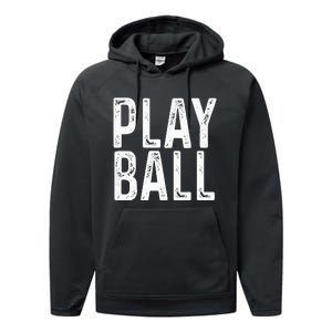 Play Ball Cute Baseball Softball Funny Performance Fleece Hoodie