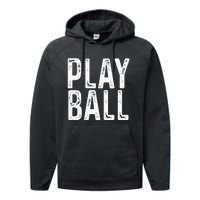 Play Ball Cute Baseball Softball Funny Performance Fleece Hoodie