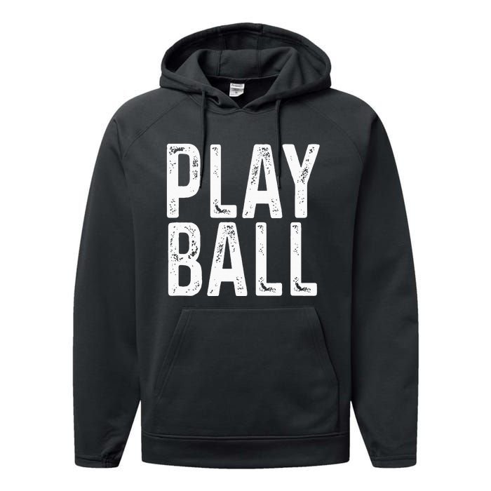 Play Ball Cute Baseball Softball Funny Performance Fleece Hoodie