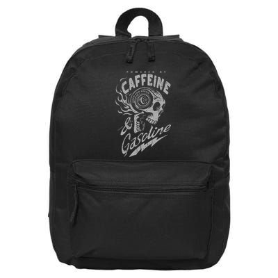 Powered By Caffeine And Gasoline 16 in Basic Backpack