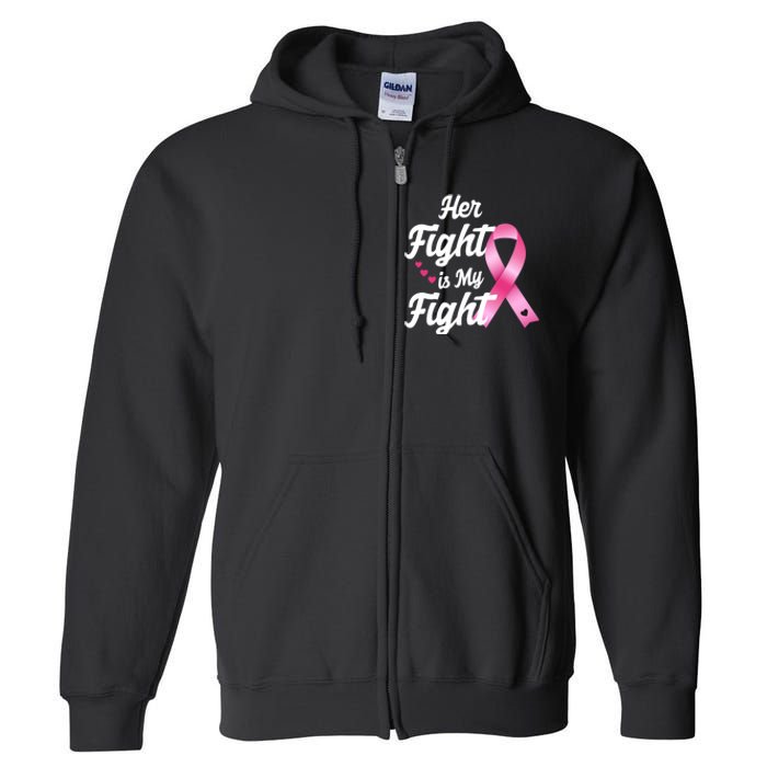 Pink Breast Cancer Awareness  Month Her Fight Is My Fight Full Zip Hoodie