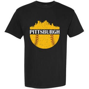 Pittsburgh Baseball Cityscape Distressed Novelty Pirate Garment-Dyed Heavyweight T-Shirt