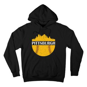 Pittsburgh Baseball Cityscape Distressed Novelty Pirate Hoodie