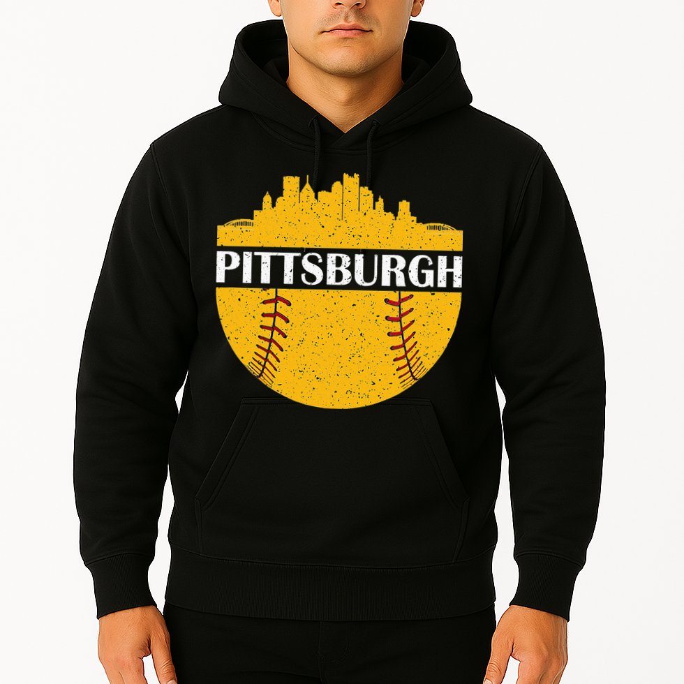 Pittsburgh Baseball Cityscape Distressed Novelty Pirate Hoodie
