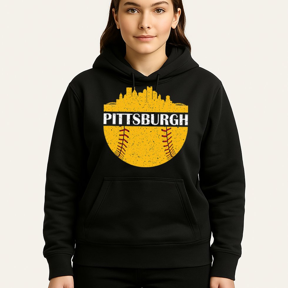 Pittsburgh Baseball Cityscape Distressed Novelty Pirate Hoodie