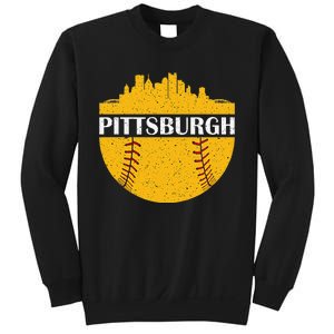 Pittsburgh Baseball Cityscape Distressed Novelty Pirate Sweatshirt